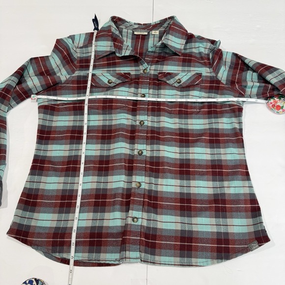 LL Bean Whisper Lodge Plaid Flannel Button Up Shirt Size LARGE PETITE - Picture 7 of 10